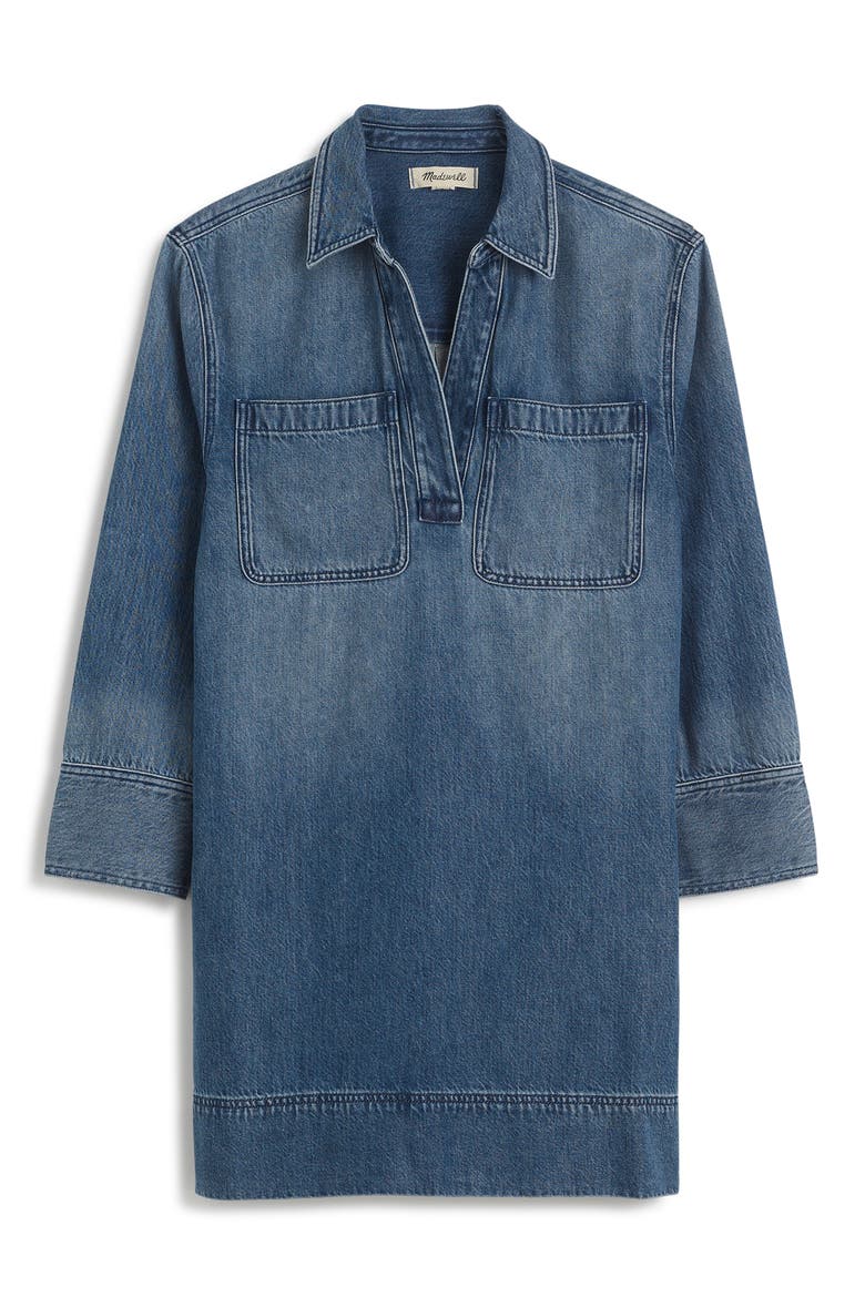 Airy Denim Edition Popover Minidress, Alternate, color, CROSWELL WASH