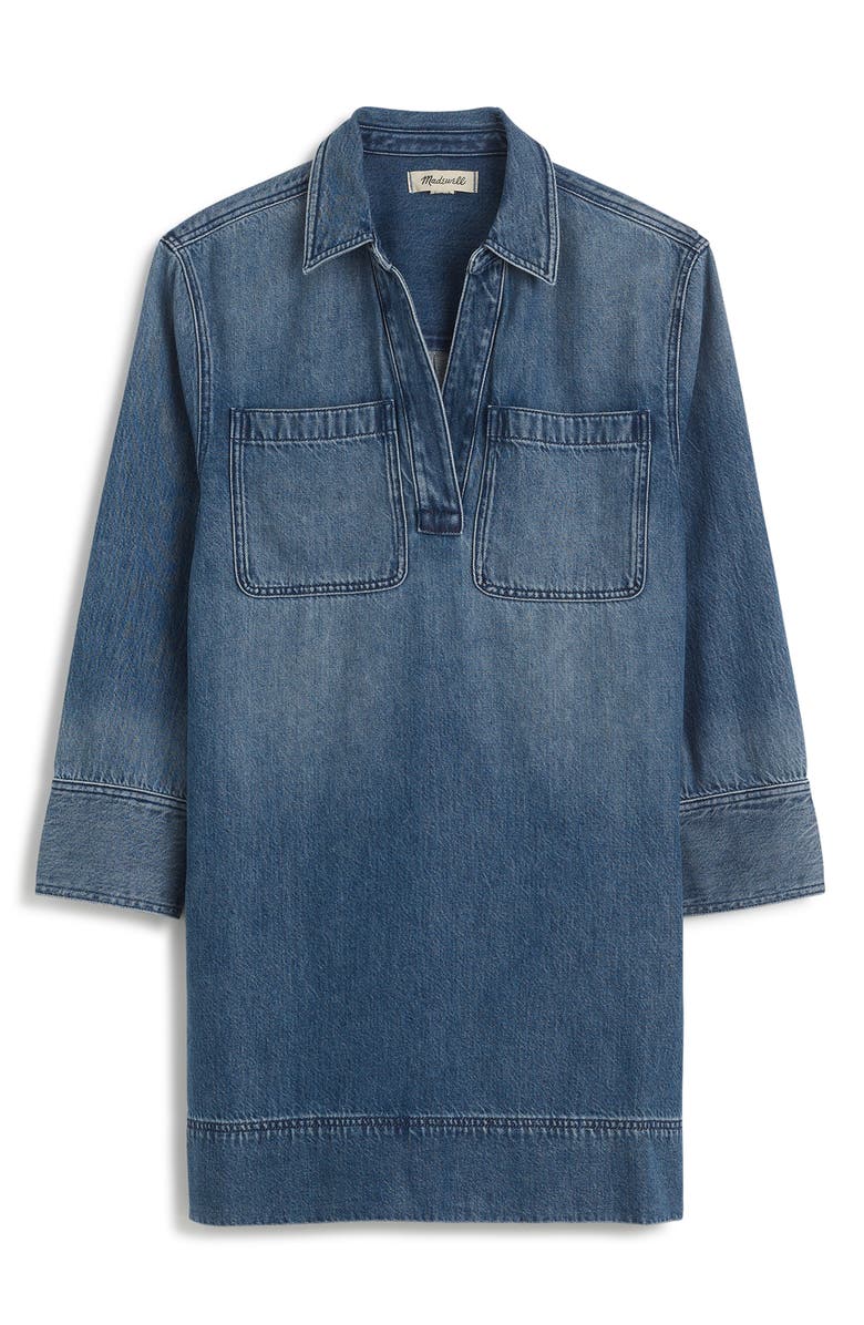 Madewell Airy Denim Edition Popover Minidress, Alternate, color, 