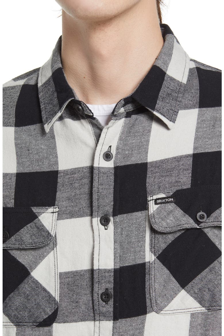 Bowery Check Flannel Button-Up Shirt, Alternate, color, BLACK/ VAPOR