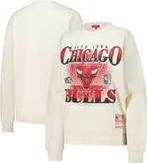 Mitchell & Ness Women's Mitchell & Ness Cream Chicago Bulls Oversprayed Pullover Sweatshirt