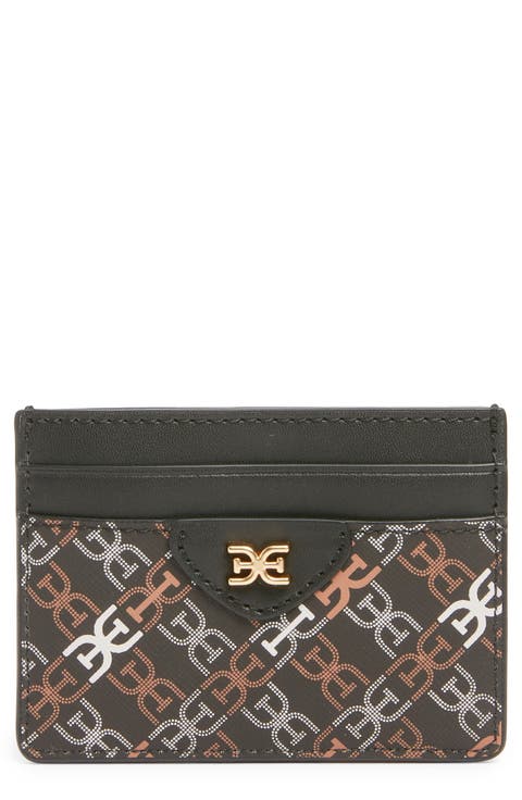 Harper Monogram Faux Leather Card Case