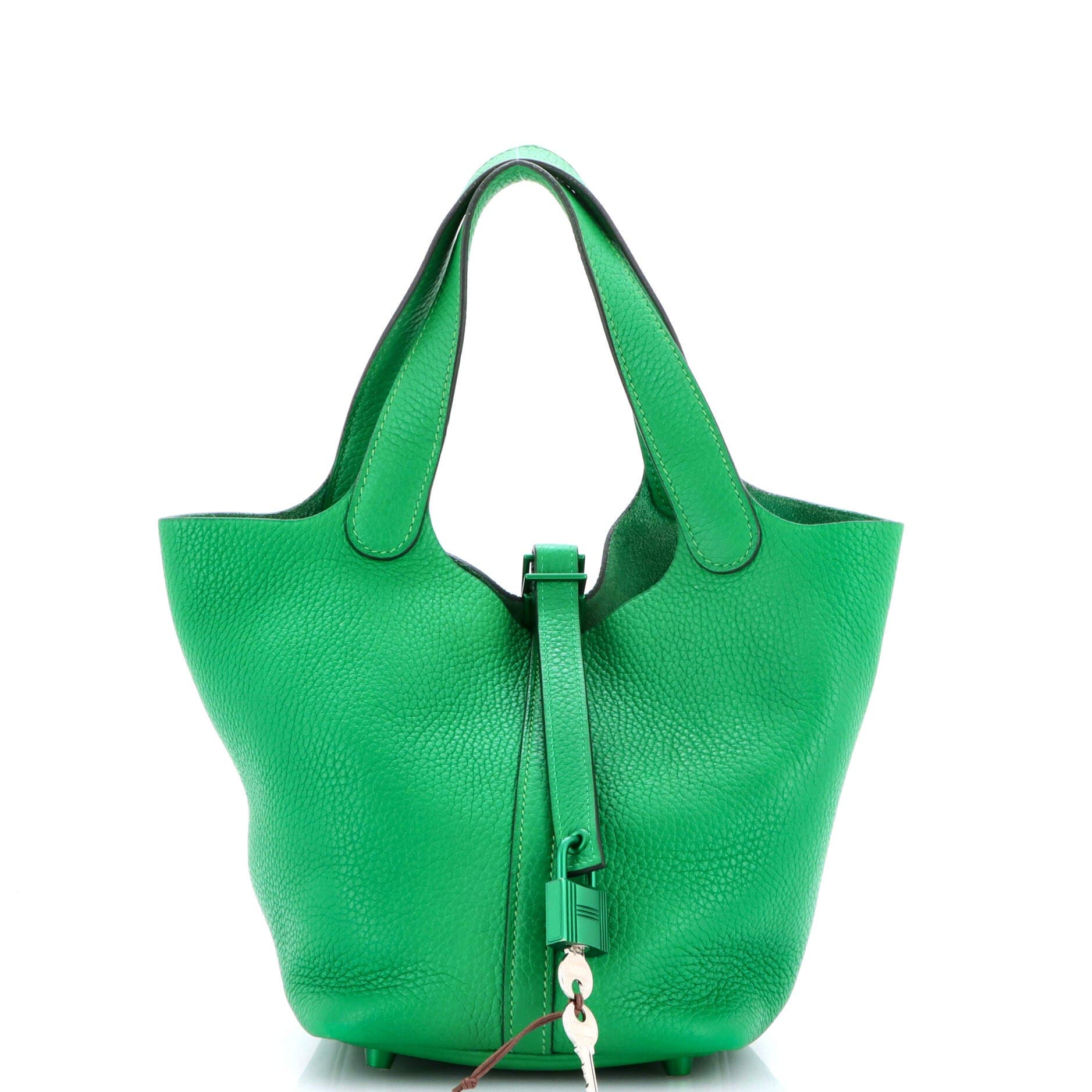 Pre-Owned Hermes Monochrome Picotin Lock Bag Clemence PM, Main, color, Green