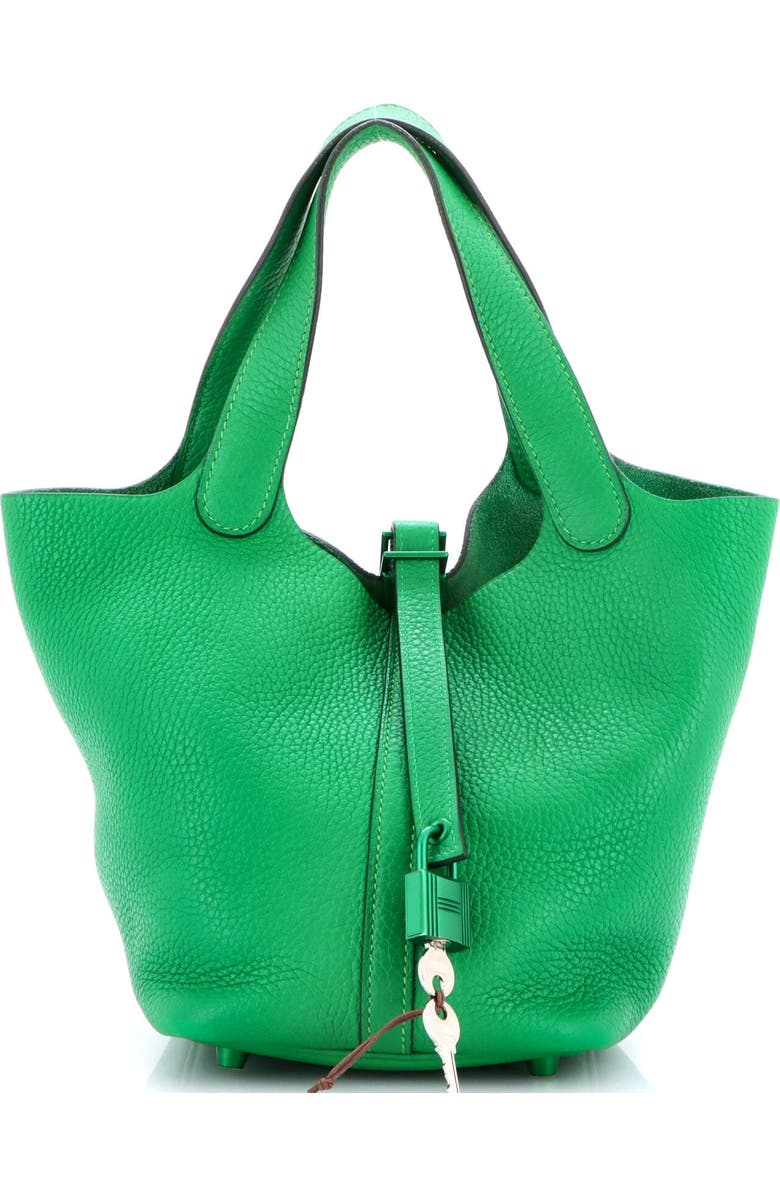 Pre-Owned Hermes Monochrome Picotin Lock Bag Clemence PM, Main, color, Green