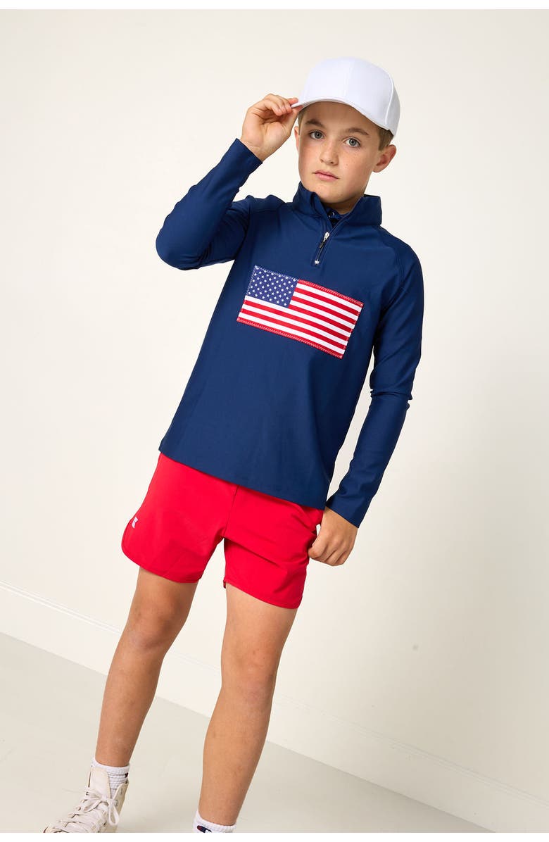 Courtside Kids Flag Half Zip, Alternate, color, Flag Print