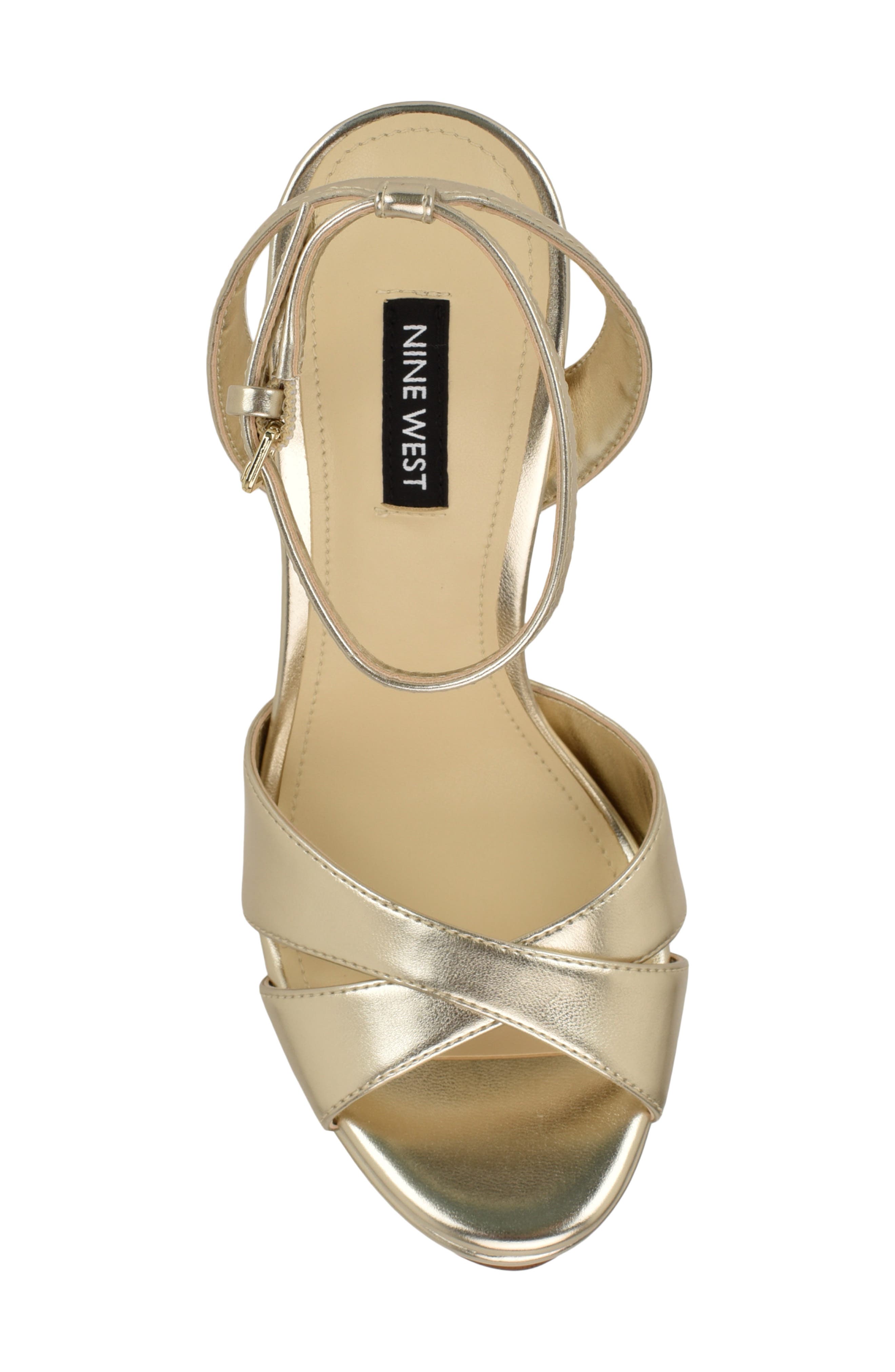 Nine West Wilda Ankle Strap Platform Sandal, Alternate, color, Gold 710
