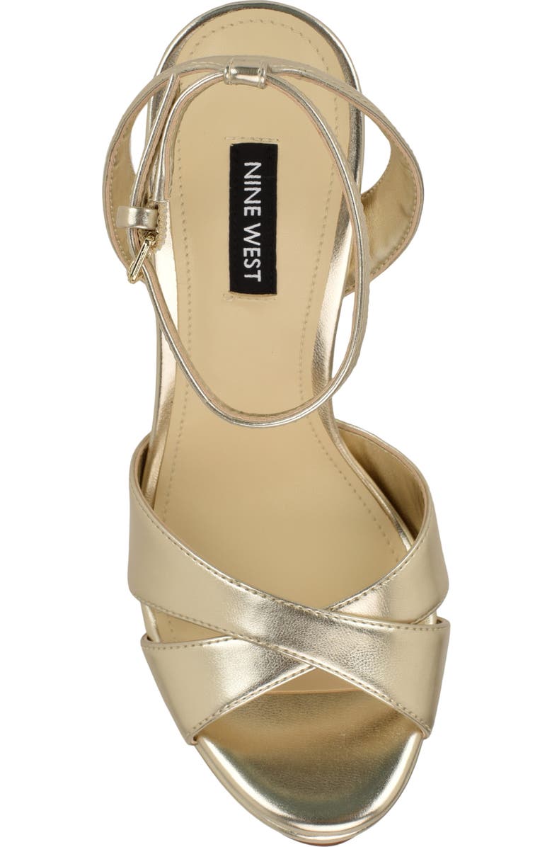 Nine West Wilda Ankle Strap Platform Sandal, Alternate, color, Gold 710