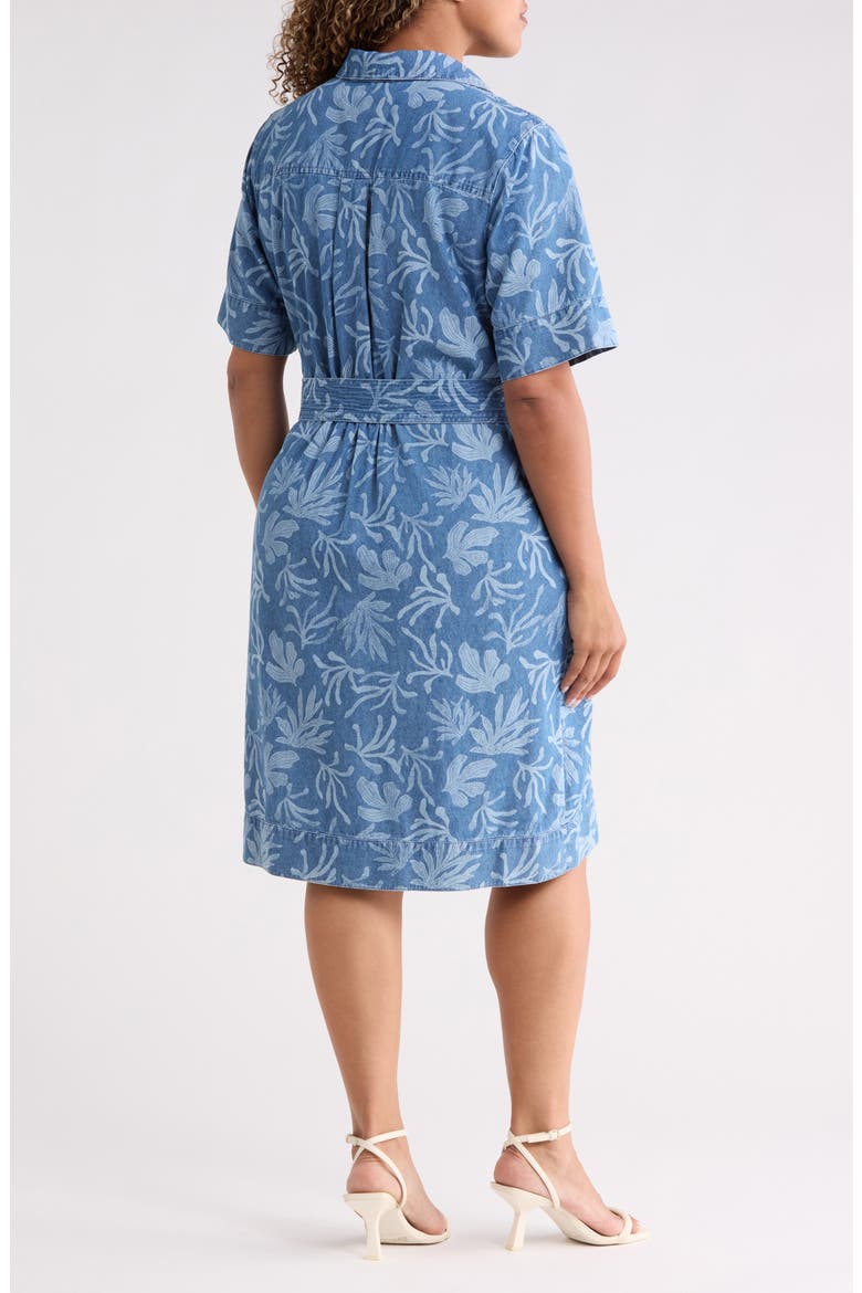 Floral Print Tie Waist Shirtdress, Alternate, color, LIBRA WASH