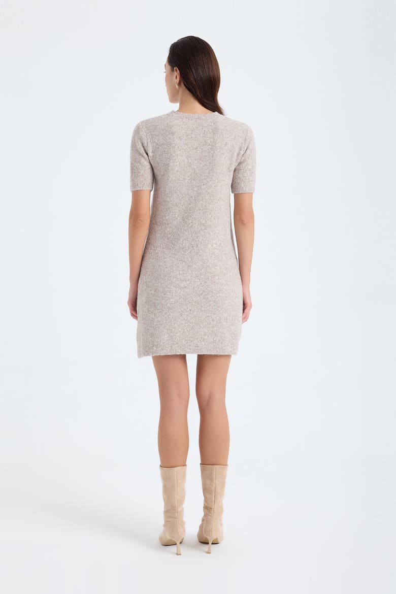 Rune Short Sleeve Crewneck Knit Sweater Dress, Alternate, color, Ecru