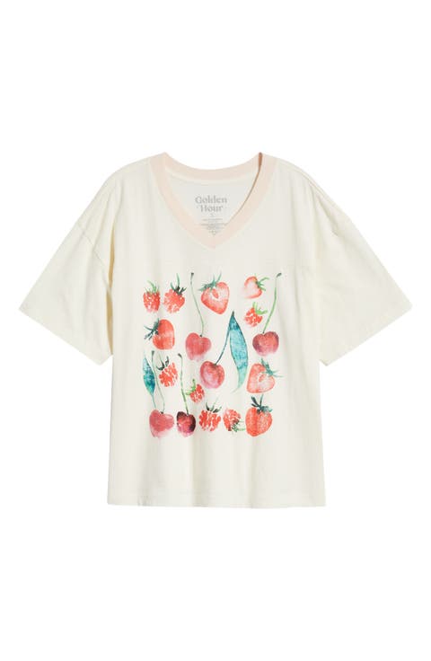 Cherries & Berries Graphic Cotton T-Shirt