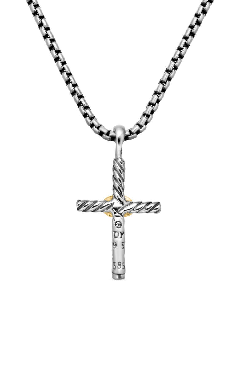 David Yurman Petite X Cross Necklace in Sterling Silver with 14K Yellow Gold, 24mm, Alternate, color, Silver
