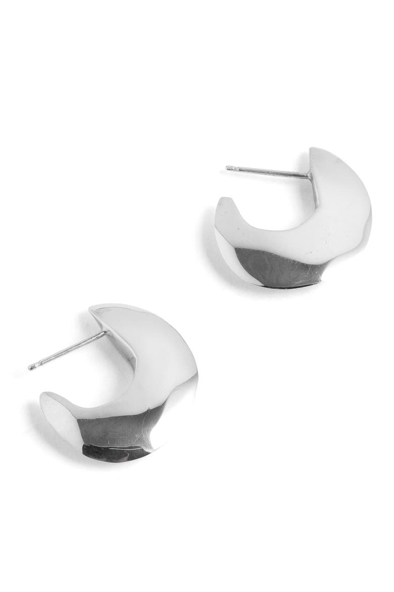 Saucer Hoop Earrings, Main, color, STERLING SILVER