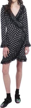 Anna Sui Polka Dot Pleated Wrap Dress