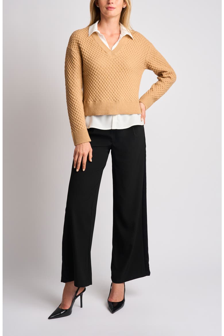 Honeycomb Stitch Twofer Top, Alternate, color, TOASTED SAND
