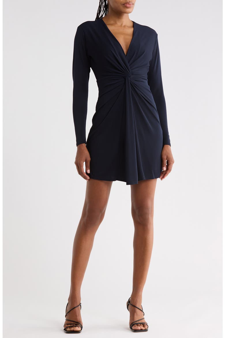 Lunara Knot Long Sleeve Jersey Dress, Main, color, NAVY