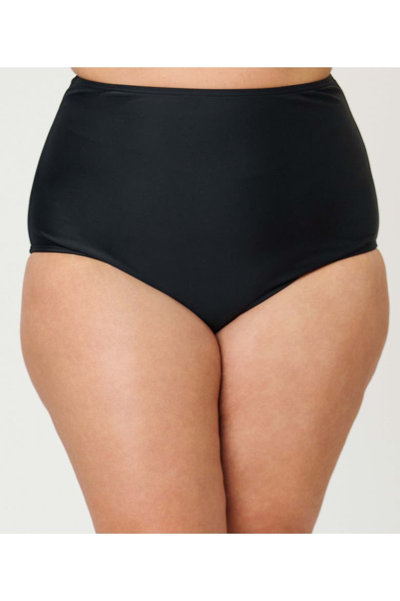 Plus Size High Waist Louise Bikini Bottom, Alternate, color, Black Solid