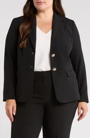 KASPER Stretch Crepe Two-Button Blazer