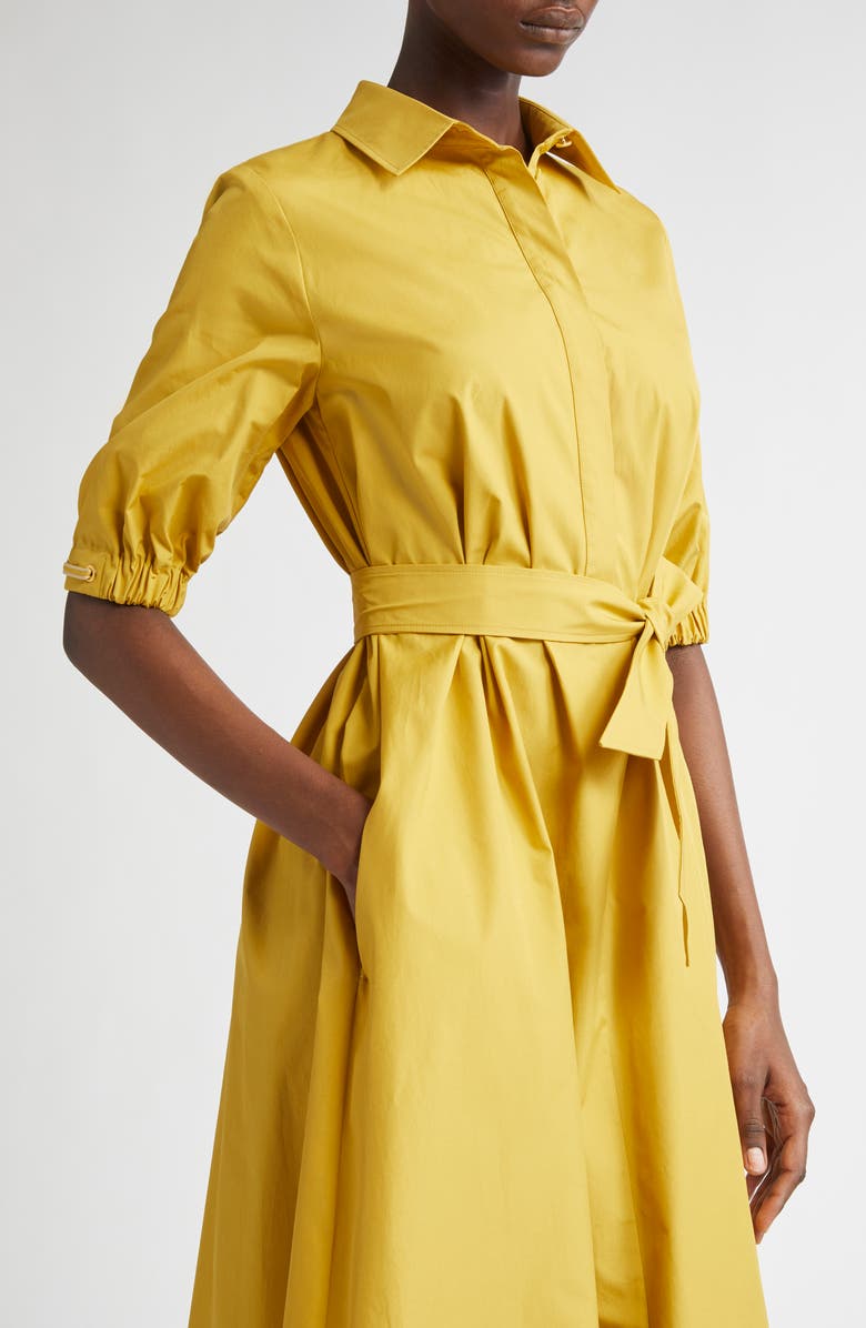 Max Mara Hoyo Cotton Belted Shirtdress, Alternate, color, Yellow