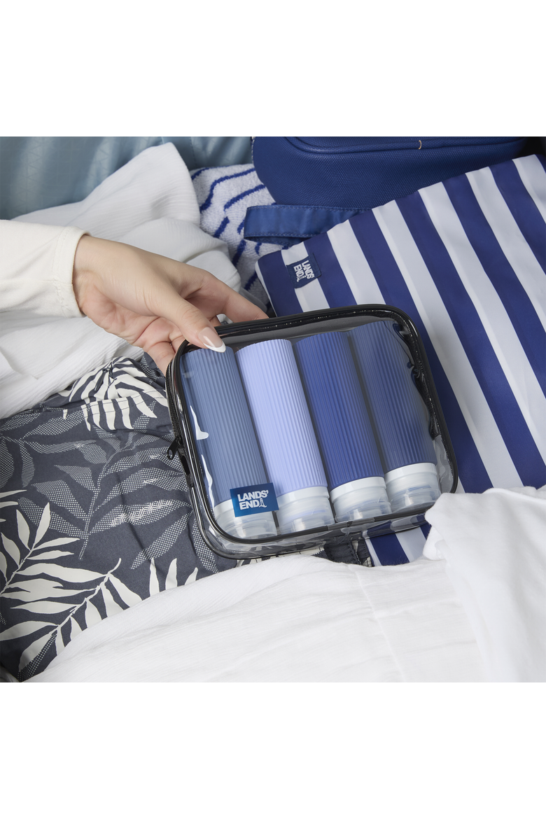 Travel Bottle Set 3-Piece, 90 ML Travel Size Silicone Travel Bottles with Clear Container Bag, Alternate, color, Navy