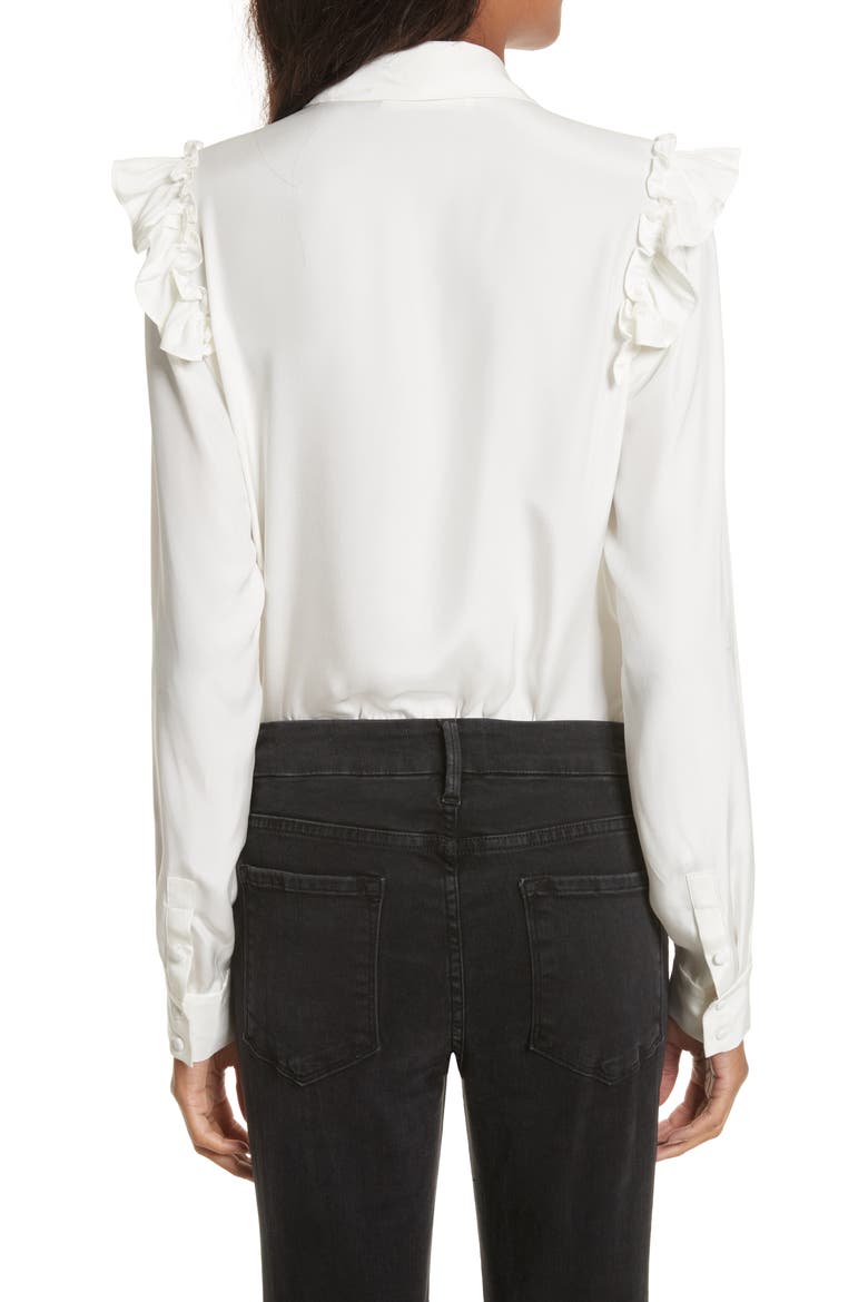 Silk Ruffle Sleeve Blouse, Alternate, color, OFF WHITE