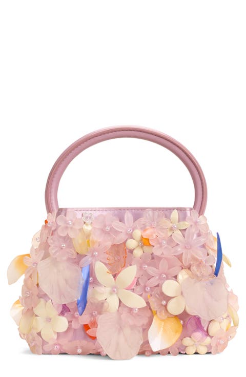 Mini Solene Acrylic Flower Appliqué Top Handle Bag