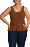 Lands' End Cotton Boucle Ruffle Hem Sleeveless Sweater