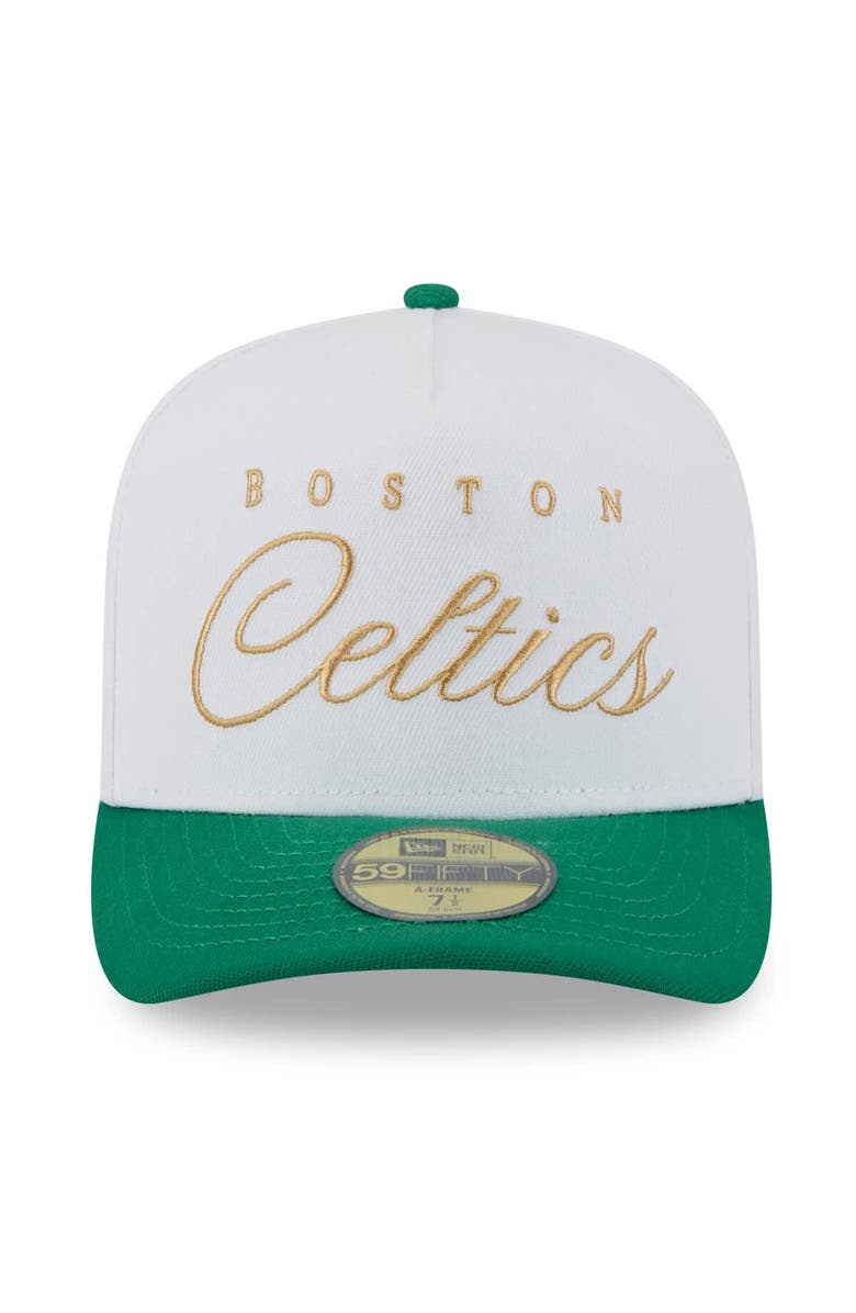 New Era Men's New Era White/Kelly Green Boston Celtics 2025 NBA Draft A-Frame 59FIFTY Fitted Hat, Alternate, color, White