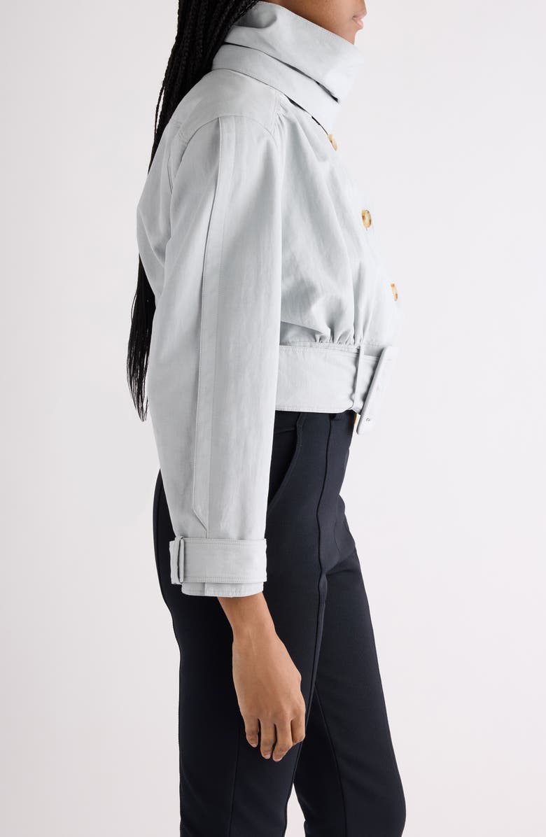 Chloé Crop Belted Linen & Cotton Jacket, Alternate, color, Storm Grey