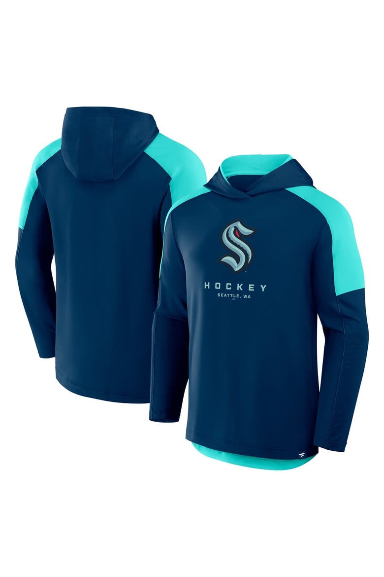 Men's Fanatics Deep Sea Blue Seattle Kraken Meta Game Transitional Pullover Hoodie, Main, color, Navy