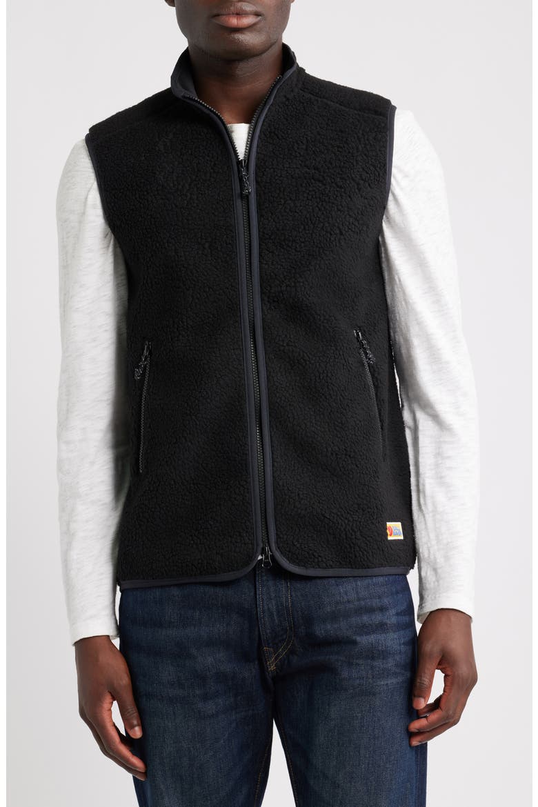 Vardag High Pile Fleece Vest, Alternate, color, BLACK