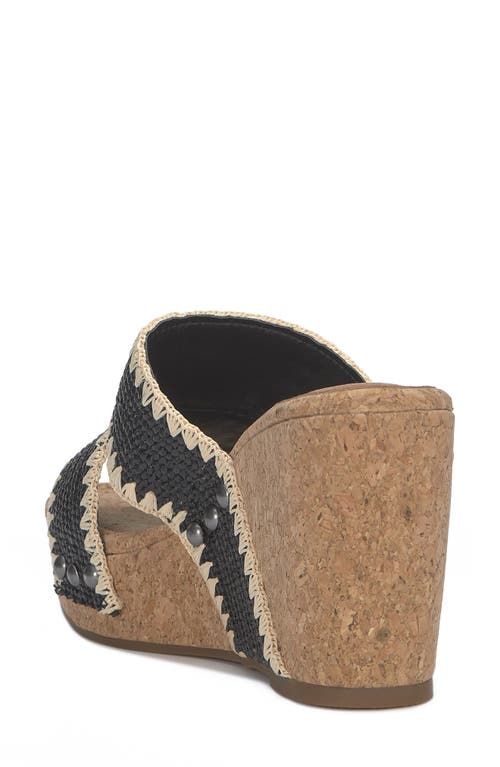 Lucky Brand Vickta Raffia Platform Wedge In Black