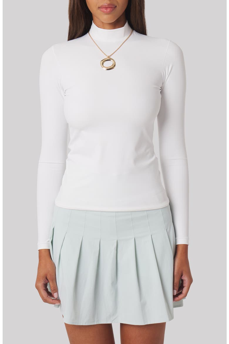 Noelle Performance Mock Neck Top, Main, color, WHITE
