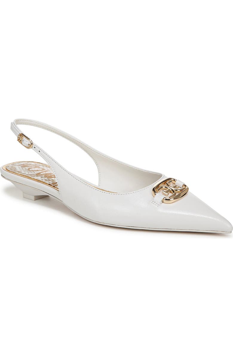 Sam Edelman Aggie Pointed Toe Slingback Flat, Main, color, Bright White