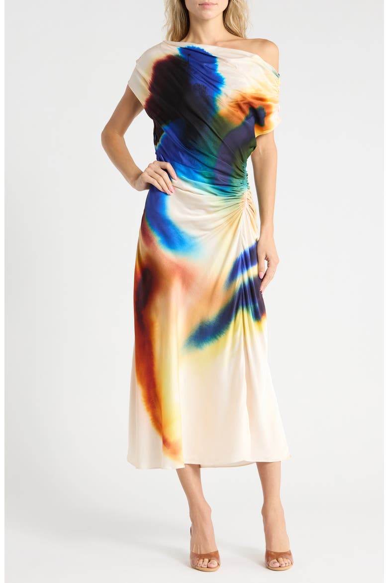 Penny One-Shoulder Maxi Dress, Main, color, LAPIS MULTI