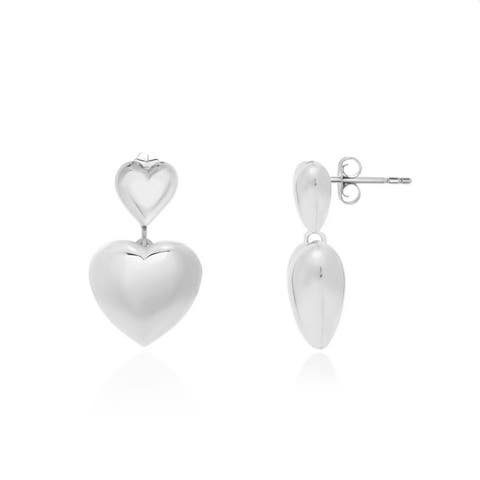 Double Heart Drop Earrings