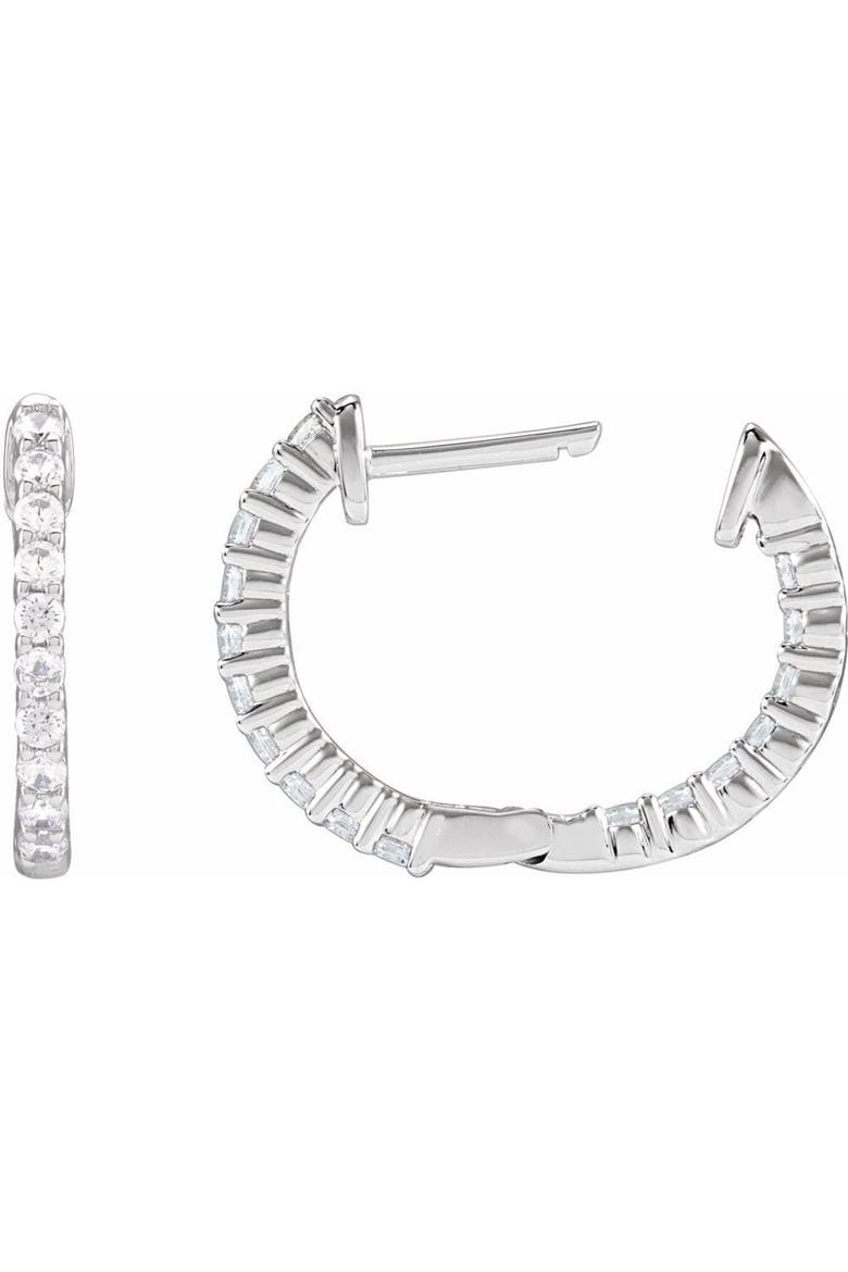 1/2 CT Lab-Grown Diamond Hoop Earrings in 14K Gold, Alternate, color, White