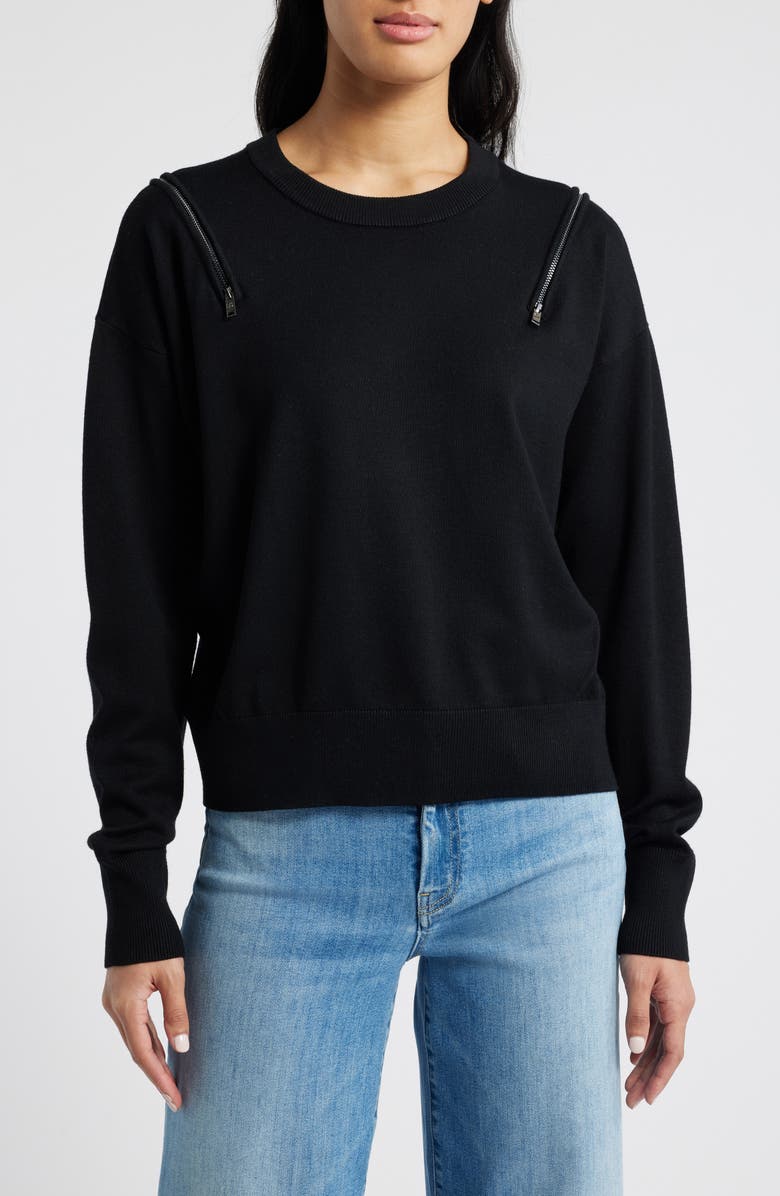 DKNY Zip Shoulder Sweater, Main, color,