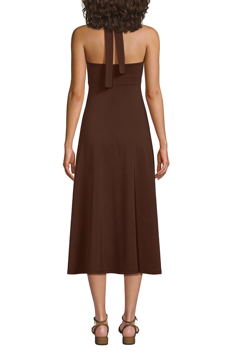 Lands' End Cotton Modal Halter Midi Dress, Alternate, color, Tree Bark