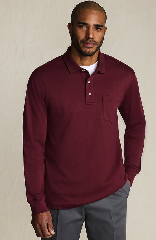 Lands' End Long Sleeve Cotton Supima Polo Shirt With Pocket In Red