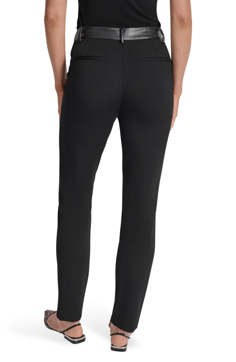 DKNY Faux Leather Trim Skinny Pants, Alternate, color, Black
