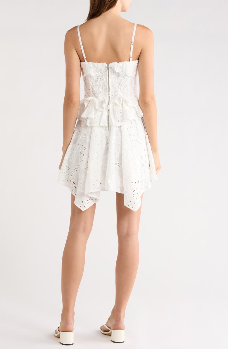 Avec Les Filles Ruffle Handkerchief Hem Cotton Broderie Anglaise Sundress, Alternate, color, White