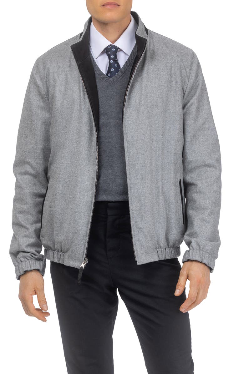 GORSKI Men's Genuine Nubuck Jacket Reversible To Cashmere & Wool Crafted From Loro Piana, Alternate, color, Black/Gray