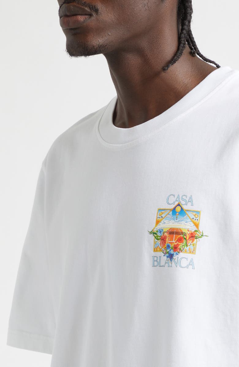 Casablanca Tennis Landscape Classic Cotton Graphic T-Shirt, Alternate, color, Bright White Jersey