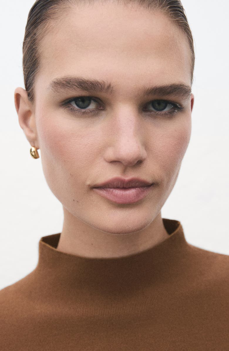 MANGO Funnel Neck Sweater, Alternate, color, Caramel