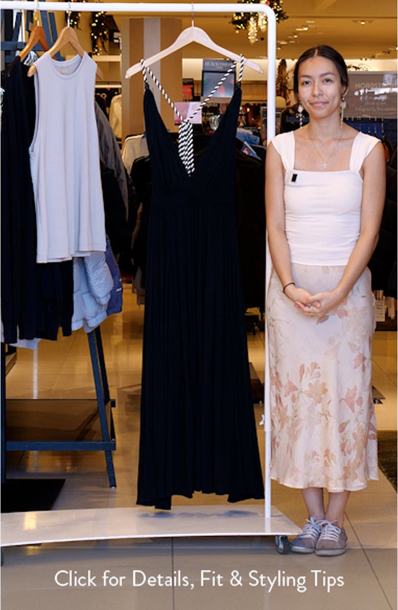 Plunge Tie Belt Maxi Cover-Up Dress, sales video thumbnail