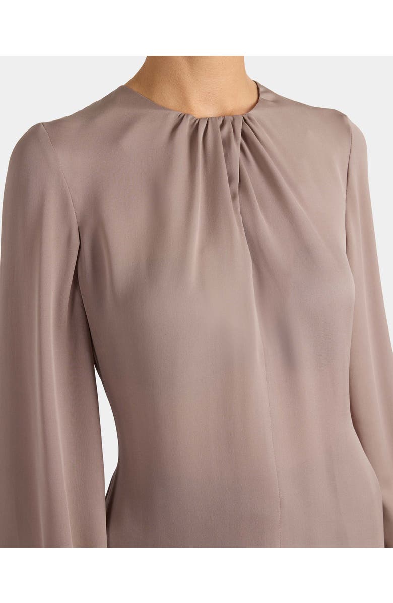 Santorelli Elena Long Sleeve Twist Neckline Blouse in Silk Charmeuse, Alternate, color, Dusty Mauve