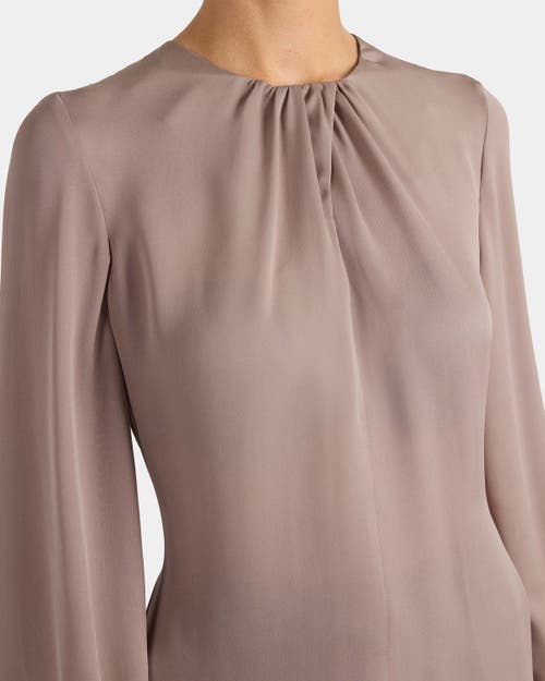 Santorelli Elena Long Sleeve Twist Neckline Blouse In Neutral