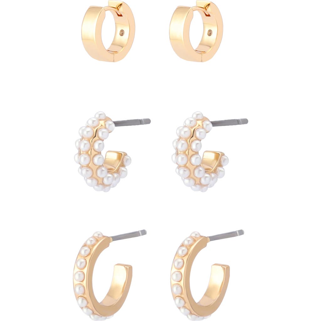 Allsaints Set Of 3 Huggie Hoop Earrings In Gold