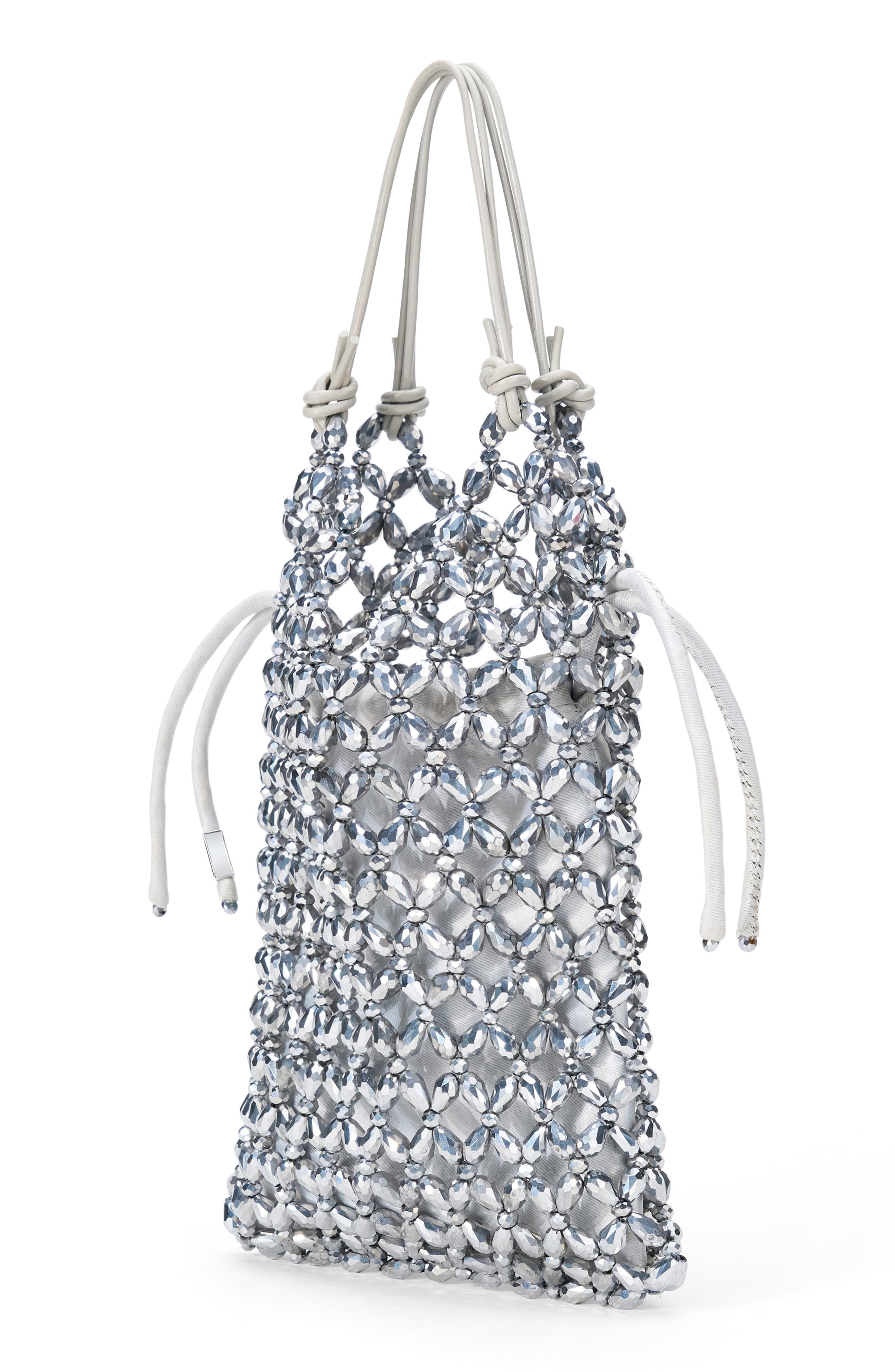 Karla Crystal Beaded Shoulder Bag, Alternate, color, SILVER