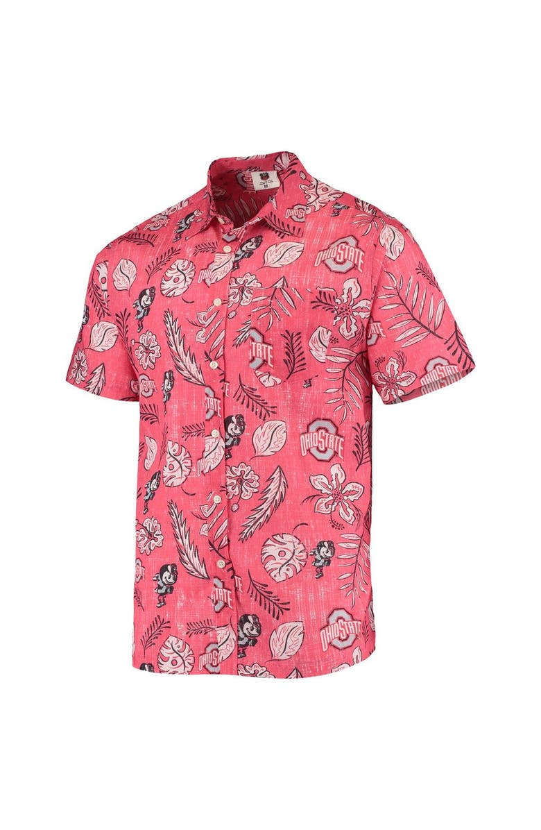 Wes & Willy Men's Wes & Willy Scarlet Ohio State Buckeyes Vintage Floral Button-Up Shirt, Alternate, color, 