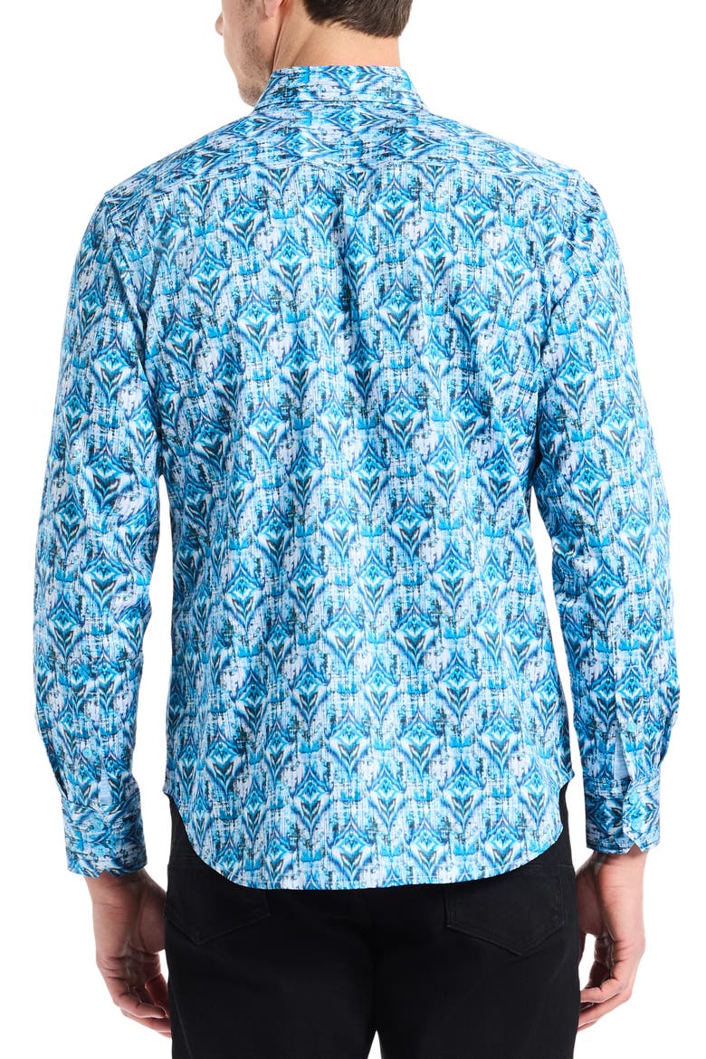 Enzo Geometric Print Button Up Shirt, Alternate, color, BLUE MULTI